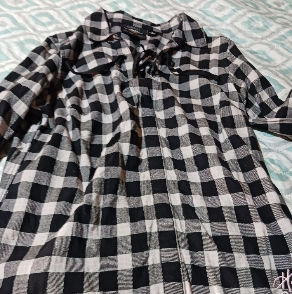 Black and White Checkered Womens Shirt